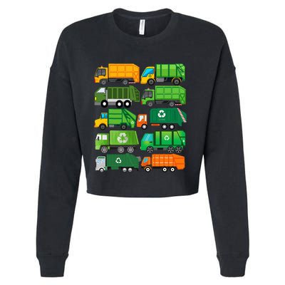 Garbage Truck Recycling Day Trash Waste Separation Birthday Cropped Pullover Crew