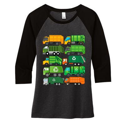 Garbage Truck Recycling Day Trash Waste Separation Birthday Women's Tri-Blend 3/4-Sleeve Raglan Shirt