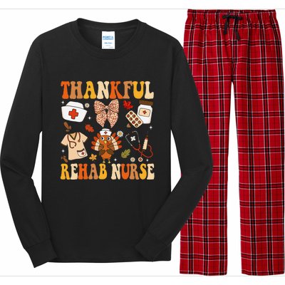 Groovy Thankful Rehab Nurse Thanksgiving Fall Autumn Nurse Long Sleeve Pajama Set