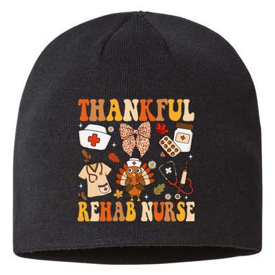 Groovy Thankful Rehab Nurse Thanksgiving Fall Autumn Nurse Sustainable Beanie