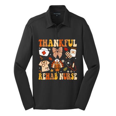 Groovy Thankful Rehab Nurse Thanksgiving Fall Autumn Nurse Silk Touch Performance Long Sleeve Polo