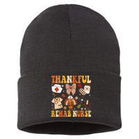 Groovy Thankful Rehab Nurse Thanksgiving Fall Autumn Nurse Sustainable Knit Beanie