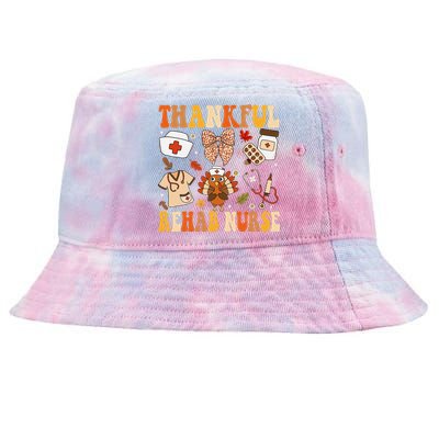 Groovy Thankful Rehab Nurse Thanksgiving Fall Autumn Nurse Tie-Dyed Bucket Hat