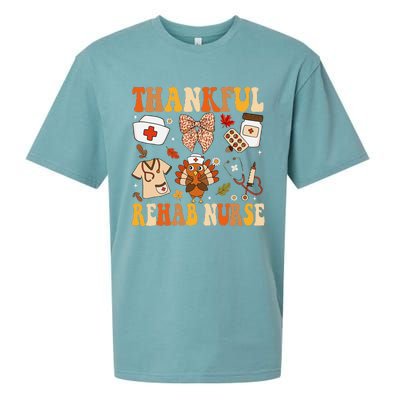 Groovy Thankful Rehab Nurse Thanksgiving Fall Autumn Nurse Sueded Cloud Jersey T-Shirt