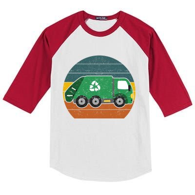 Garbage Truck Retro Vintage Trash Waste Recycle Collector Cute Gift Kids Colorblock Raglan Jersey