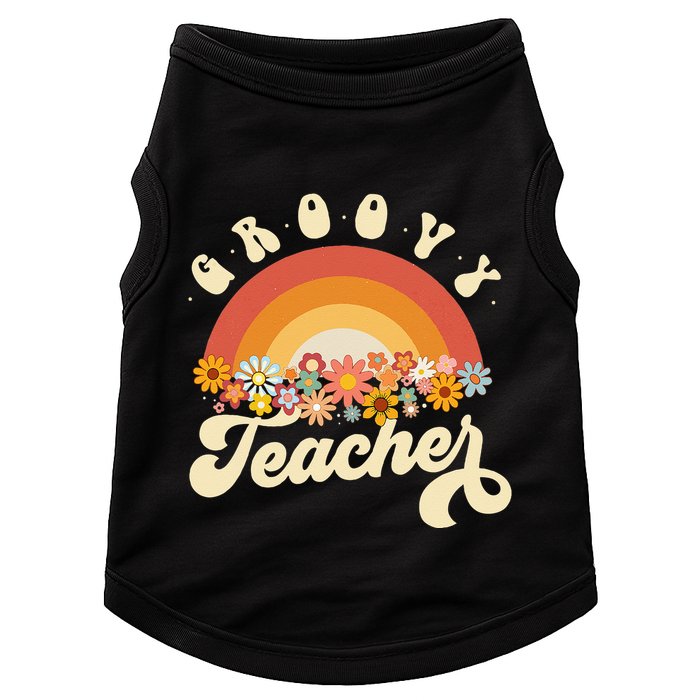 Groovy Teacher Retro Rainbow Colorful Design Teaching Doggie Tank