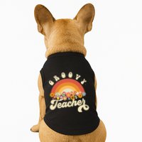 Groovy Teacher Retro Rainbow Colorful Design Teaching Doggie Tank