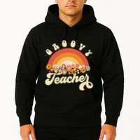 Groovy Teacher Retro Rainbow Colorful Design Teaching Hoodie