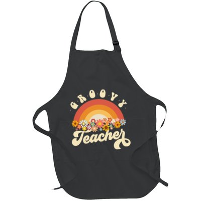 Groovy Teacher Retro Rainbow Colorful Design Teaching Apron