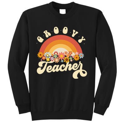 Groovy Teacher Retro Rainbow Colorful Design Teaching Sweatshirt