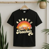 Groovy Teacher Retro Rainbow Colorful Design Teaching T-Shirt