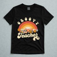 Groovy Teacher Retro Rainbow Colorful Design Teaching T-Shirt