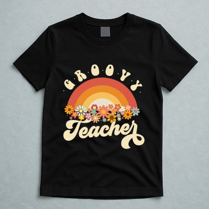Groovy Teacher Retro Rainbow Colorful Design Teaching T-Shirt