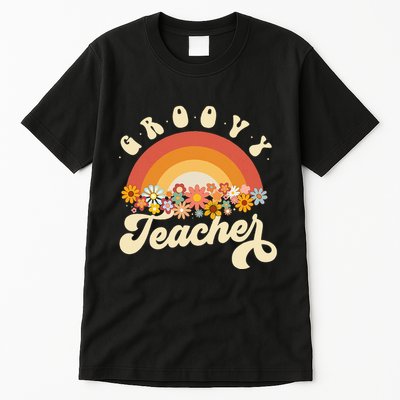 Groovy Teacher Retro Rainbow Colorful Design Teaching Tall T-Shirt