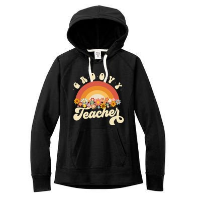 Groovy Teacher Retro Rainbow Colorful Design Teaching Women's Fleece Hoodie