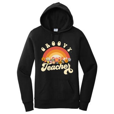 Groovy Teacher Retro Rainbow Colorful Design Teaching Women's Pullover Hoodie