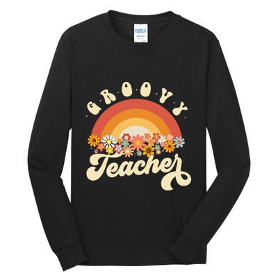 Groovy Teacher Retro Rainbow Colorful Design Teaching Tall Long Sleeve T-Shirt
