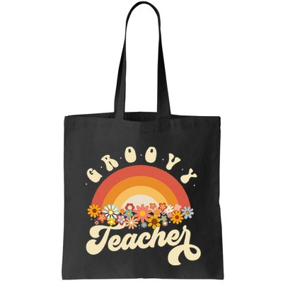Groovy Teacher Retro Rainbow Colorful Design Teaching Bag