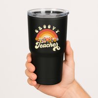 Groovy Teacher Retro Rainbow Colorful Design Teaching Tumbler