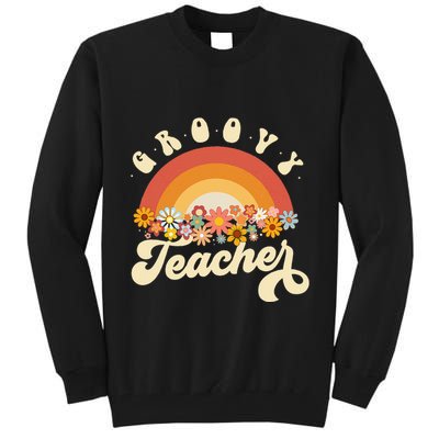Groovy Teacher Retro Rainbow Colorful Design Teaching Tall Sweatshirt