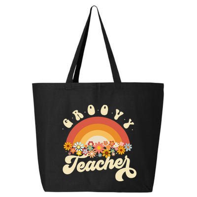 Groovy Teacher Retro Rainbow Colorful Design Teaching 25L Jumbo Tote