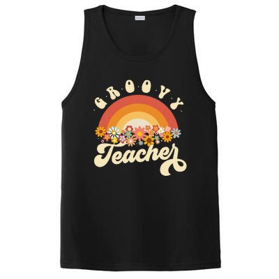 Groovy Teacher Retro Rainbow Colorful Design Teaching PosiCharge Competitor Tank