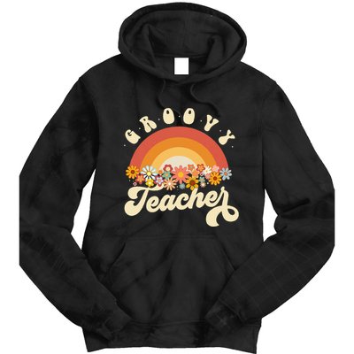 Groovy Teacher Retro Rainbow Colorful Design Teaching Tie Dye Hoodie