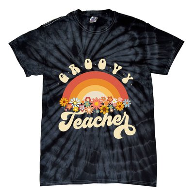 Groovy Teacher Retro Rainbow Colorful Design Teaching Tie-Dye T-Shirt