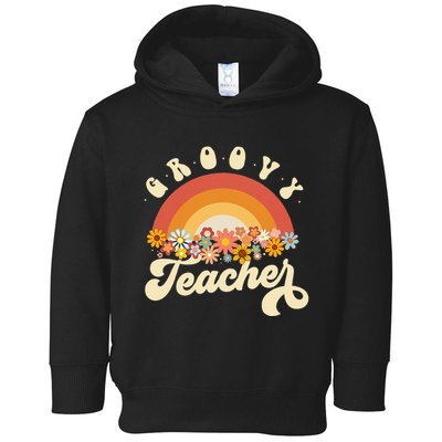 Groovy Teacher Retro Rainbow Colorful Design Teaching Toddler Hoodie