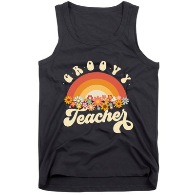 Groovy Teacher Retro Rainbow Colorful Design Teaching Tank Top