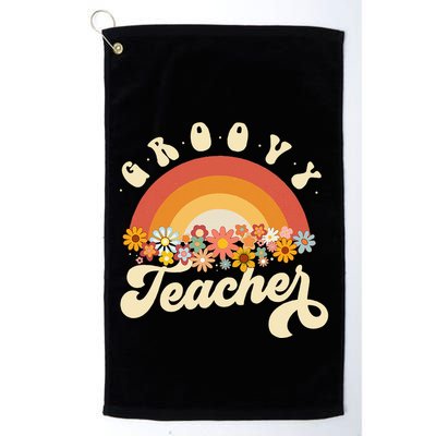 Groovy Teacher Retro Rainbow Colorful Design Teaching Golf Towel