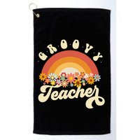Groovy Teacher Retro Rainbow Colorful Design Teaching Golf Towel