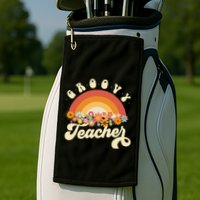 Groovy Teacher Retro Rainbow Colorful Design Teaching Golf Towel