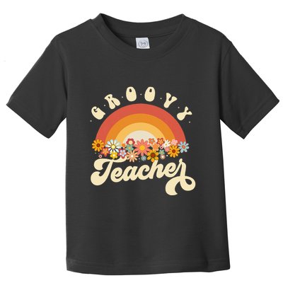 Groovy Teacher Retro Rainbow Colorful Design Teaching Toddler T-Shirt
