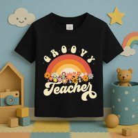 Groovy Teacher Retro Rainbow Colorful Design Teaching Toddler T-Shirt