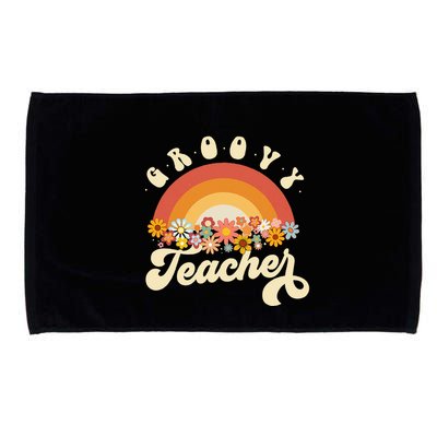 Groovy Teacher Retro Rainbow Colorful Design Teaching Microfiber Hand Towel