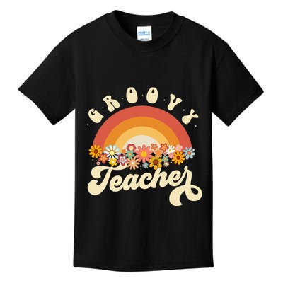 Groovy Teacher Retro Rainbow Colorful Design Teaching Kids T-Shirt