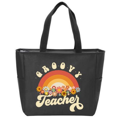 Groovy Teacher Retro Rainbow Colorful Design Teaching Zip Tote Bag