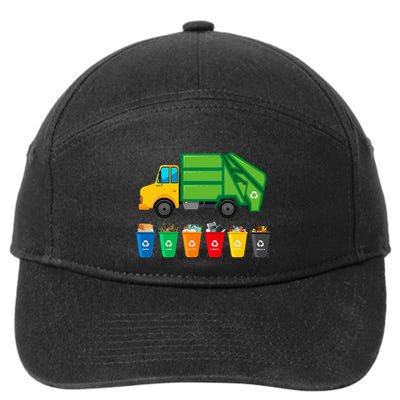 Garbage Truck Reuse Recycle Trash Collector Earth Day 7-Panel Snapback Hat