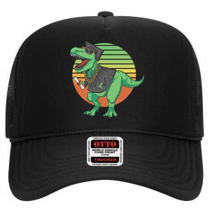 Graduation T Rex Cute Gift High Crown Mesh Back Trucker Hat