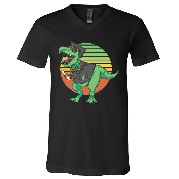 Graduation T Rex Cute Gift V-Neck T-Shirt