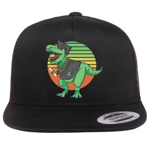 Graduation T Rex Cute Gift Flat Bill Trucker Hat