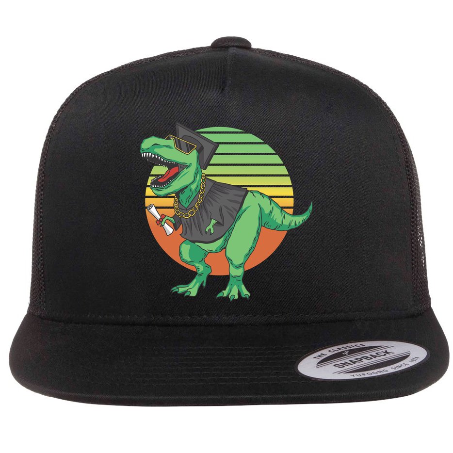 Graduation T Rex Cute Gift Flat Bill Trucker Hat