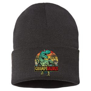 Grampssaurus T Rex Dinosaur Gramps Saurus Family Matching Sustainable Knit Beanie