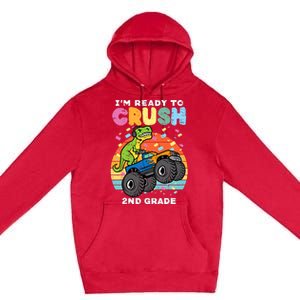 Gamer T Rex On Monster Truck Im Ready To Crush 2nd Grade Boy Premium Pullover Hoodie