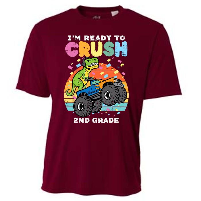 Gamer T Rex On Monster Truck Im Ready To Crush 2nd Grade Boy Cooling Performance Crew T-Shirt