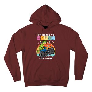 Gamer T Rex On Monster Truck Im Ready To Crush 2nd Grade Boy Hoodie