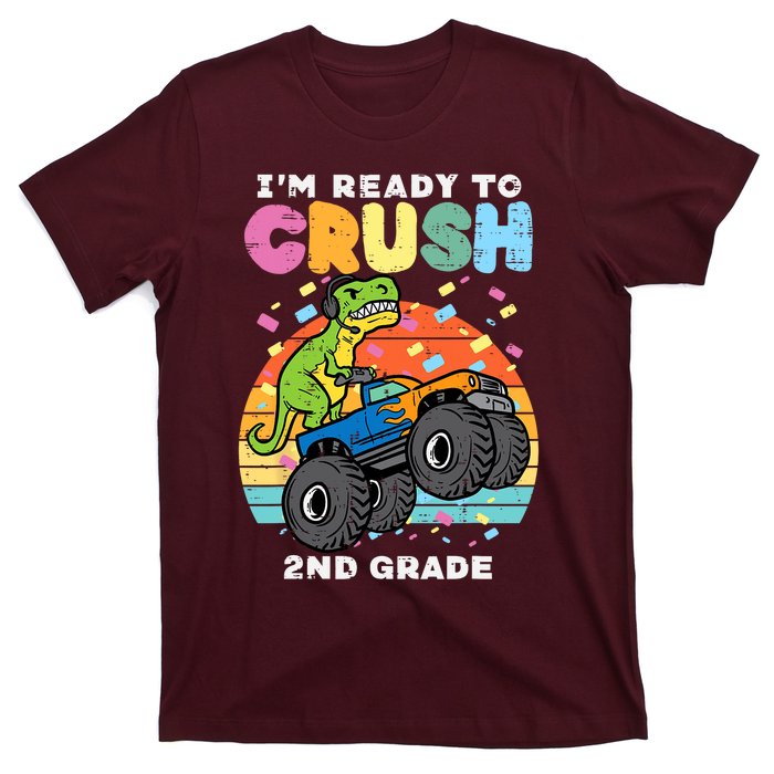 Gamer T Rex On Monster Truck Im Ready To Crush 2nd Grade Boy T-Shirt