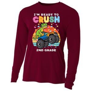 Gamer T Rex On Monster Truck Im Ready To Crush 2nd Grade Boy Cooling Performance Long Sleeve Crew