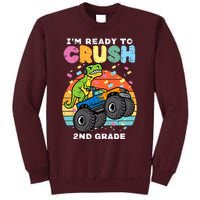 Gamer T Rex On Monster Truck Im Ready To Crush 2nd Grade Boy Tall Sweatshirt